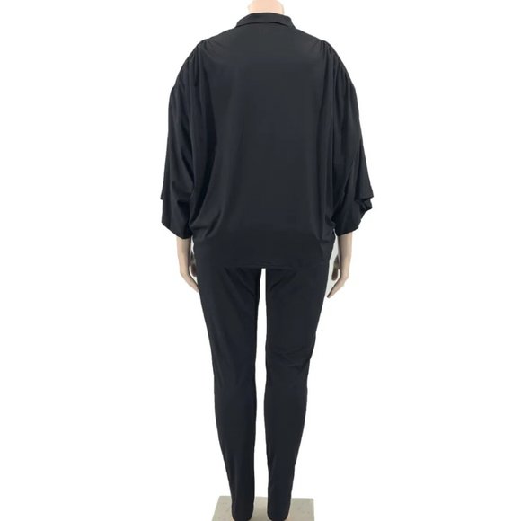 Women Solid Color V-Neck Long-Sleeved Top Casual Two-Piece Sets - Picture 6 of 16